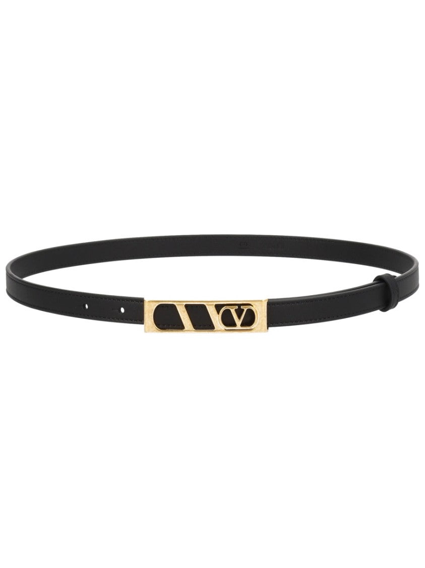 Valentino Garavani Vlogo Signature Slim Calf Leather Belt