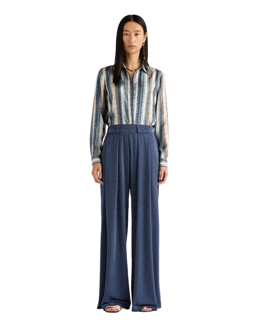 Momonì Lurex Front-Pleat Wide-Leg Pants