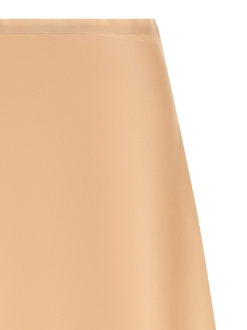 Alberta Ferretti Flared Silk Midi Skirt With Side Zip Closure