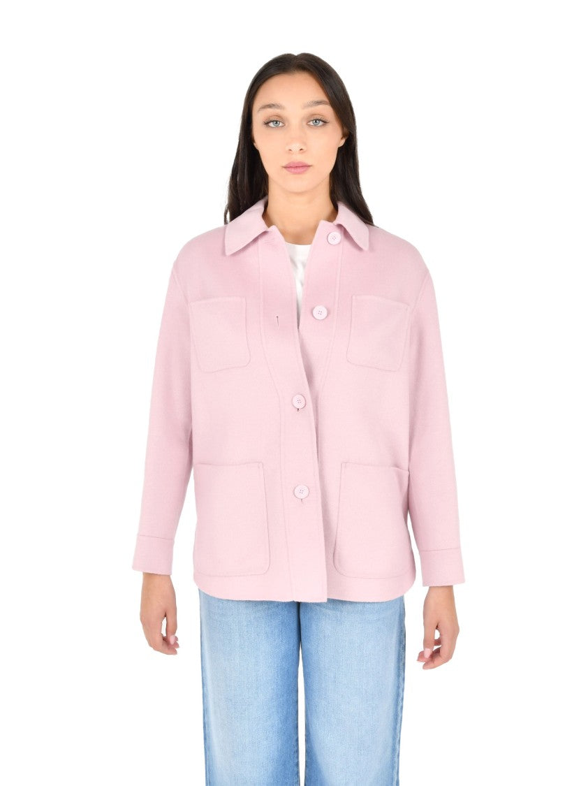 Max Mara Soft Pink Overshirt With Practical Patch Pockets