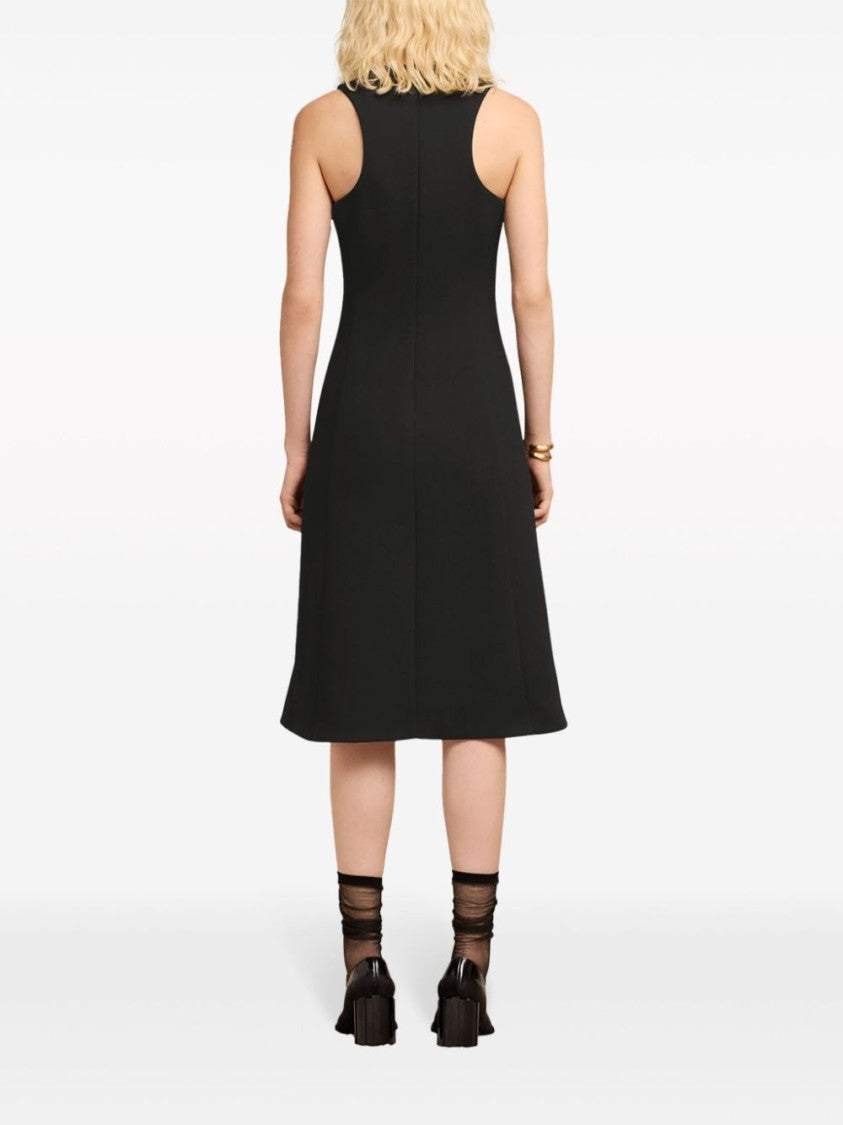 Ami Paris Black Virgin Wool Midi Dress
