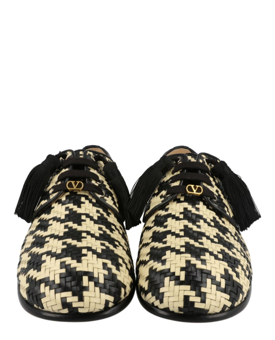 Valentino Mj Blues Woven Leather Derby Shoes