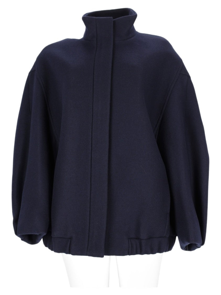 Dries Van Noten Blue High-Stand Collar Wool-Blend Sports Jacket