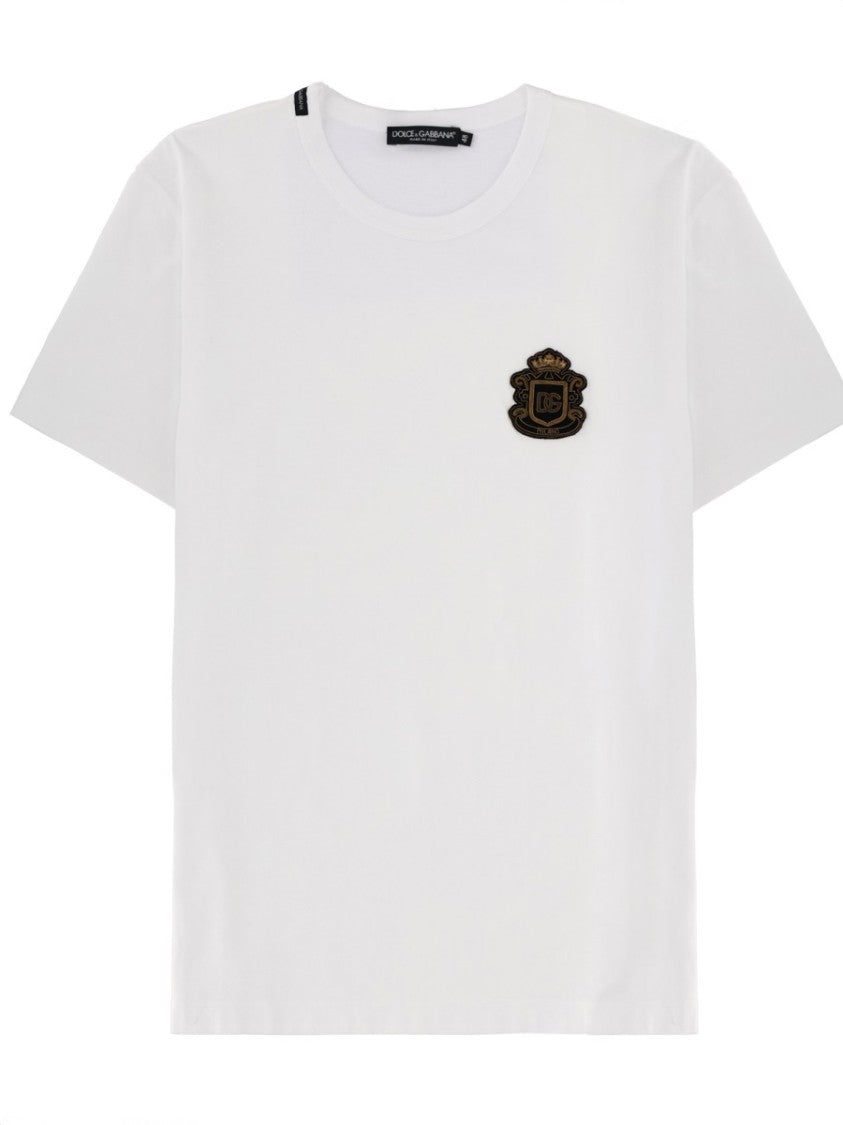 Dolce & Gabbana White Heraldic Logo Cotton T-Shirt