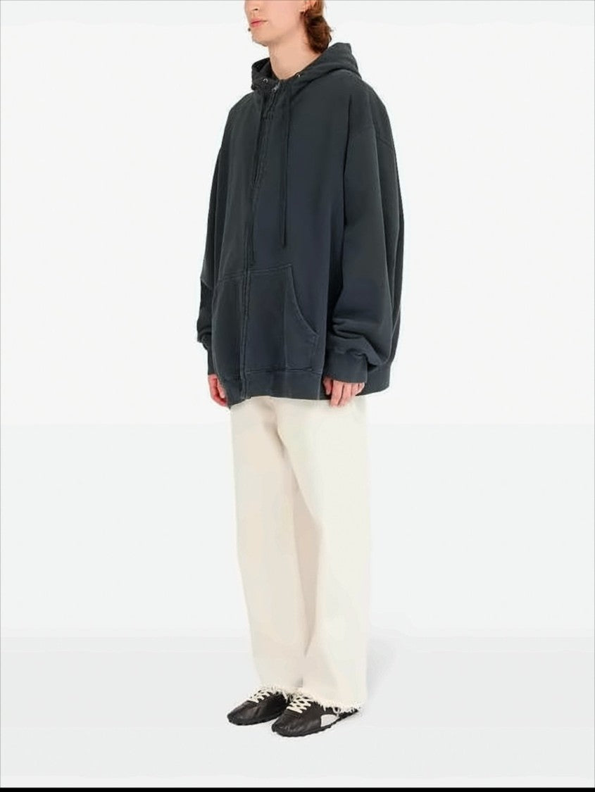 Maison Margiela Oversized Zip-Up Hoodie With Relaxed Fit And Drawstring Hood