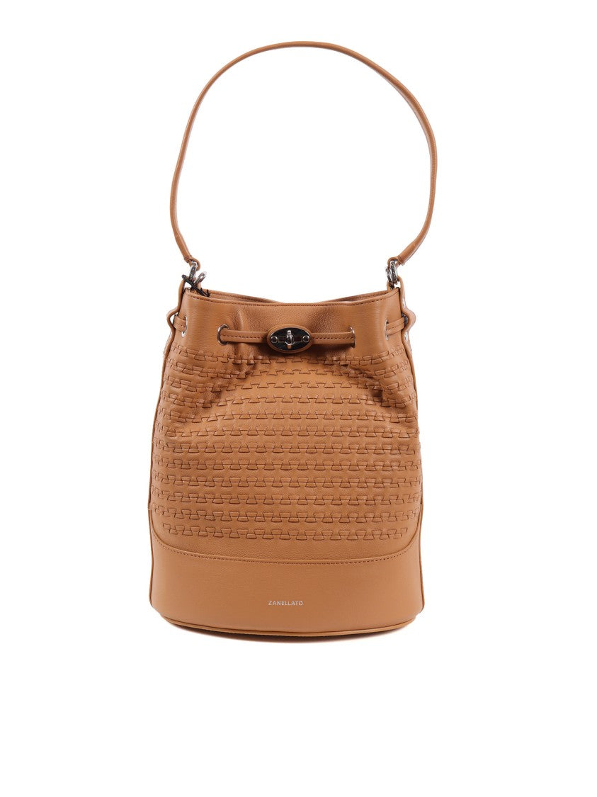 Zanellato Srl Beige Tabac Musiva Bovine Leather Bucket Bag