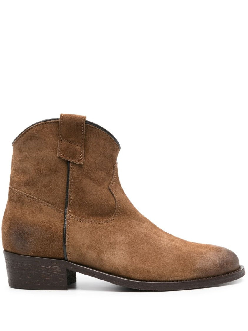 Via Roma 15 Camel Brown Calf Suede Ankle Boots