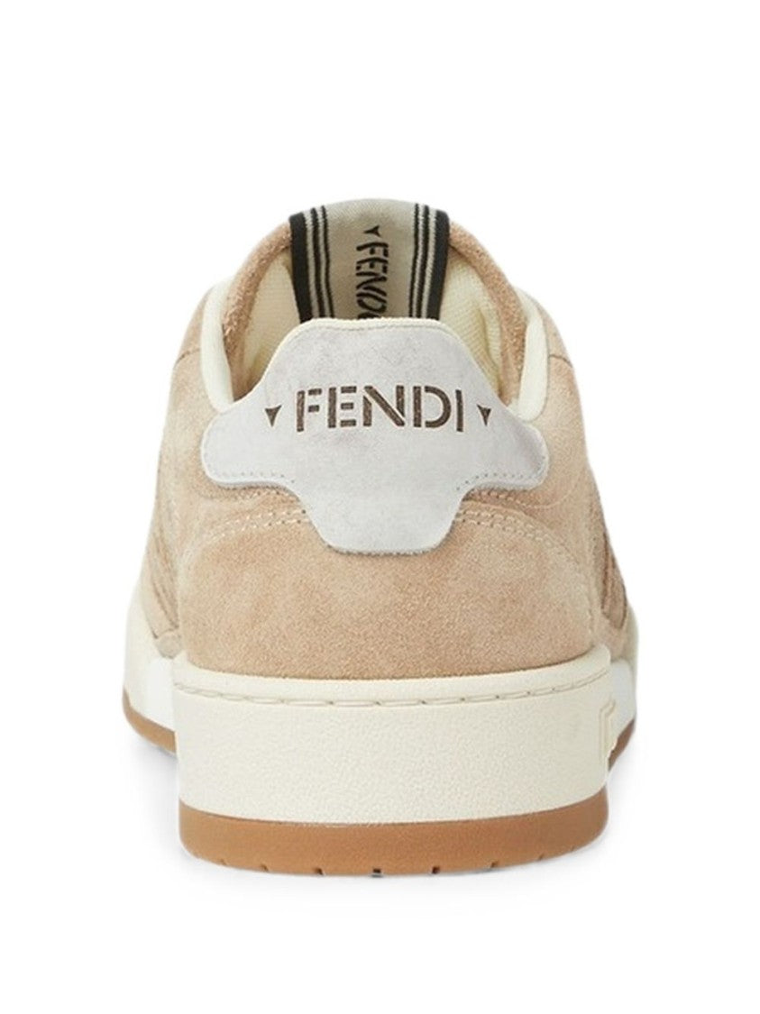 Fendi Beige Perforated Suede Sneakers