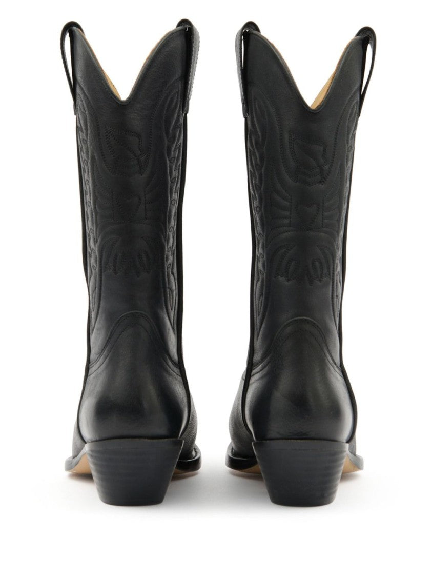 Mm6 By Maison Margiela Pointed Toe Leather Boots With Double Pull-Tabs