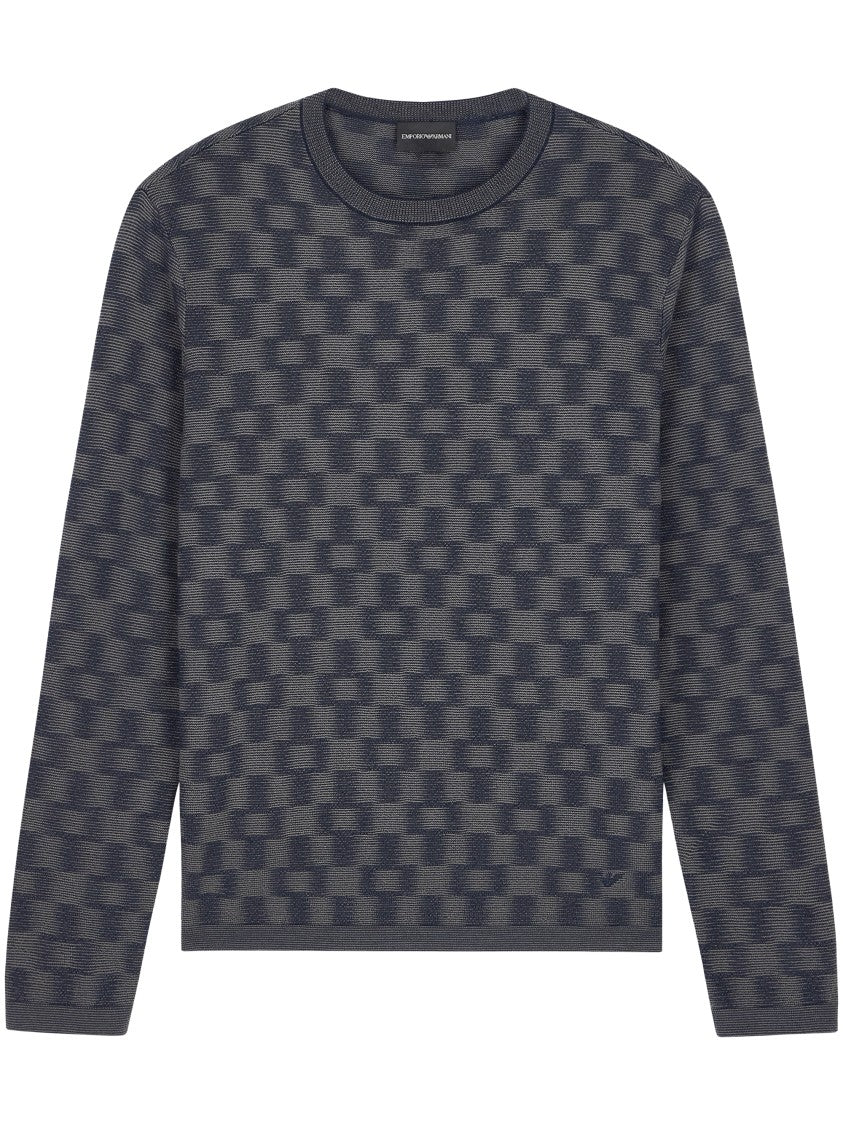Emporio Armani Textured Cropped Crewneck Sweater