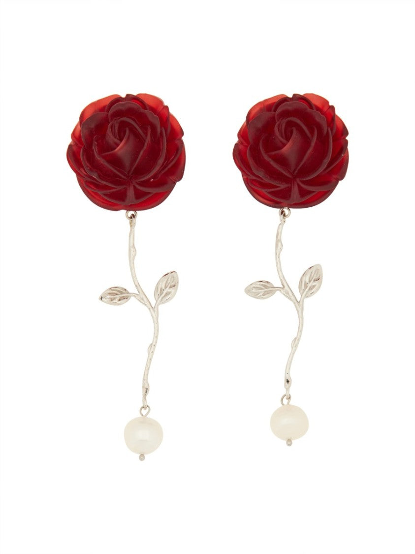 Magda Butrym Rose-Inspired Earrings With Freshwater Cultured Pearls