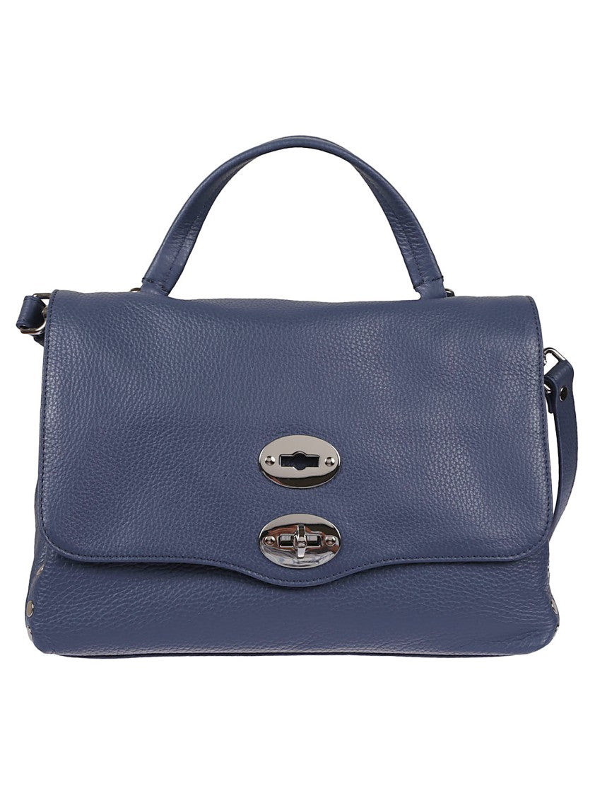 Zanellato Textured Leather Shoulder Bag With Metallic Clasp