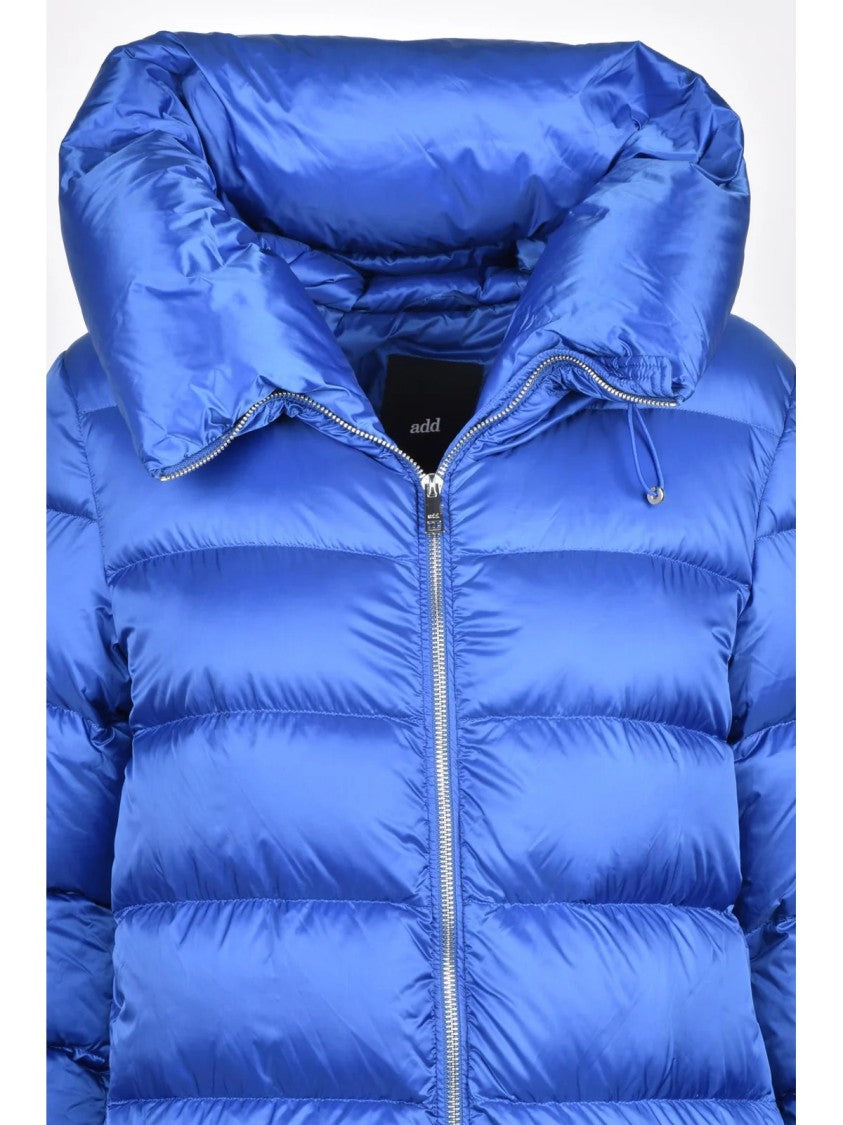 Add Down Puffer Jacket With High Collar And Side Pockets