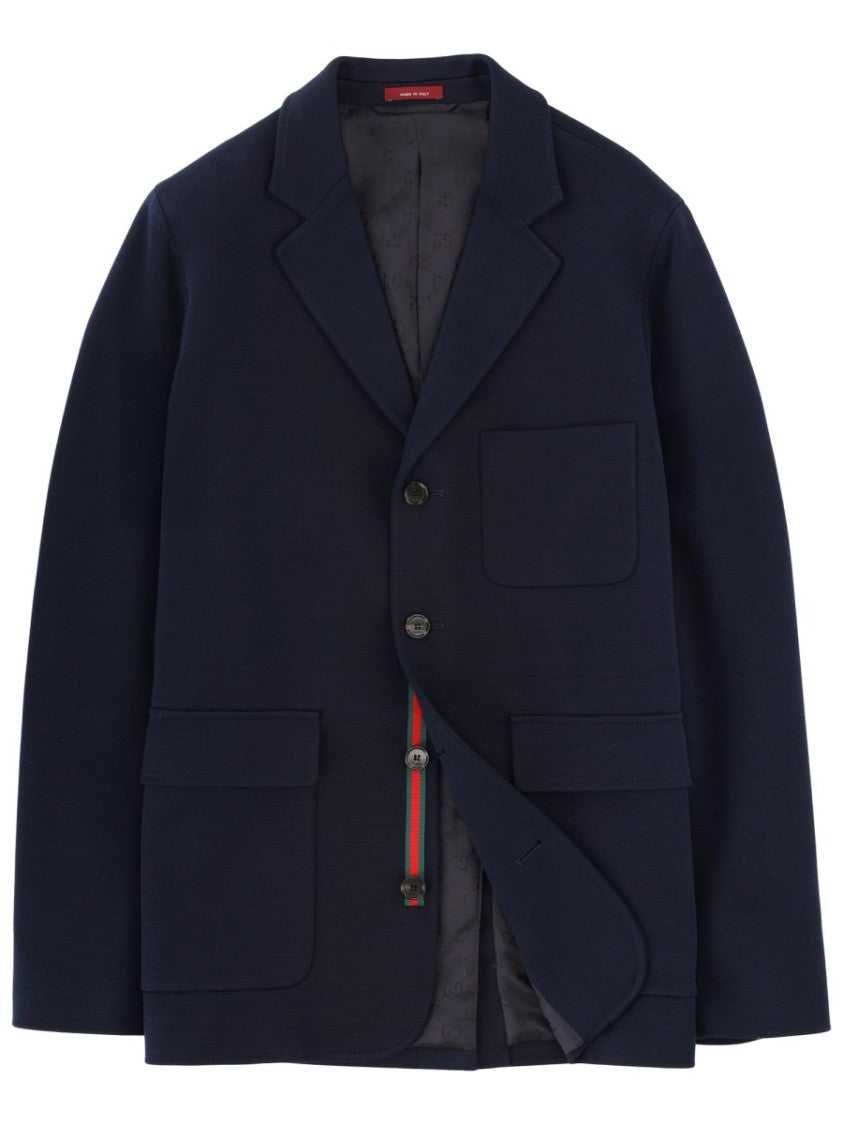 Gucci Tailored Single-Breasted Jacket With Notched Lapel And Three-Patch Pockets