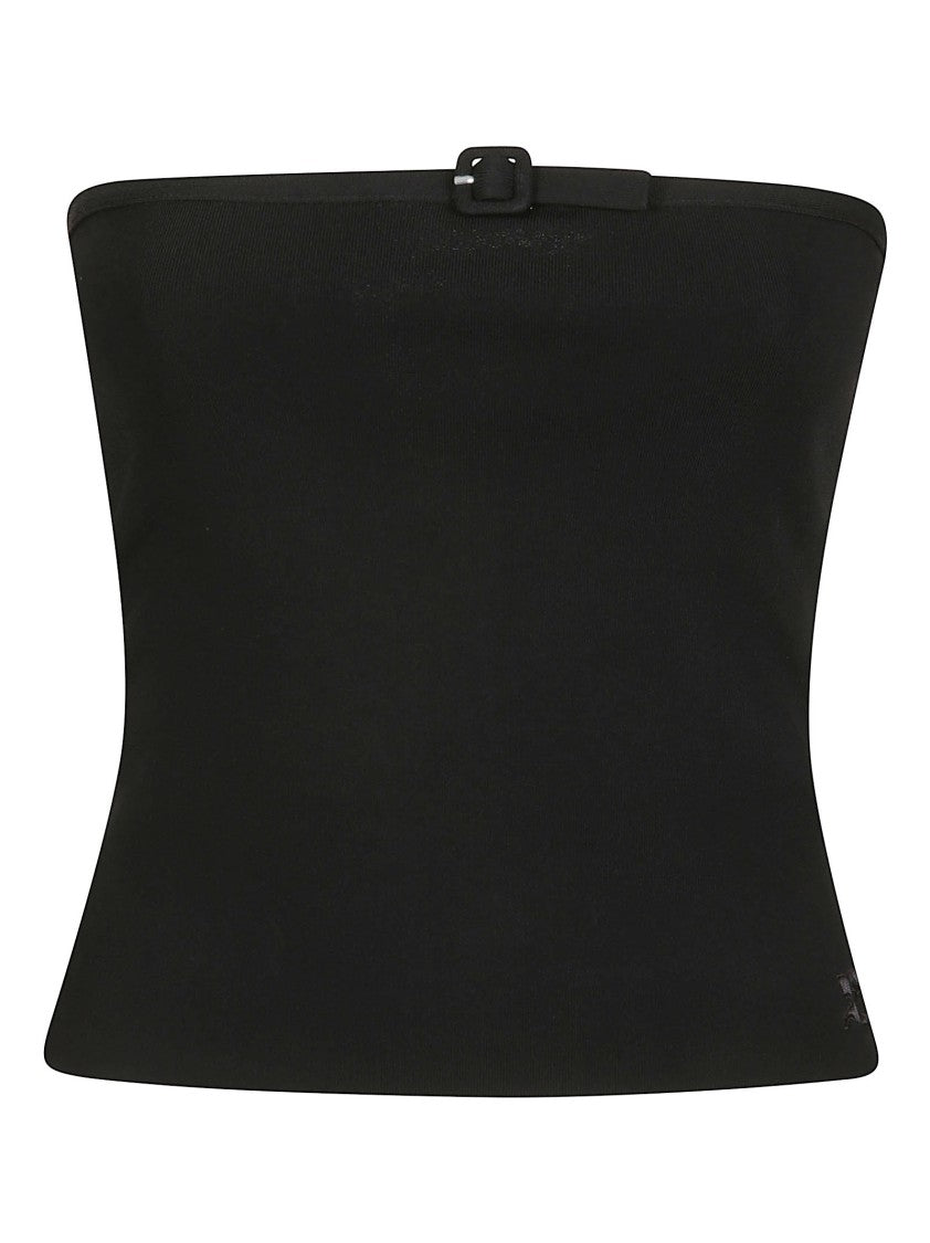 Courrèges Strapless Fitted Knit Bustier Top