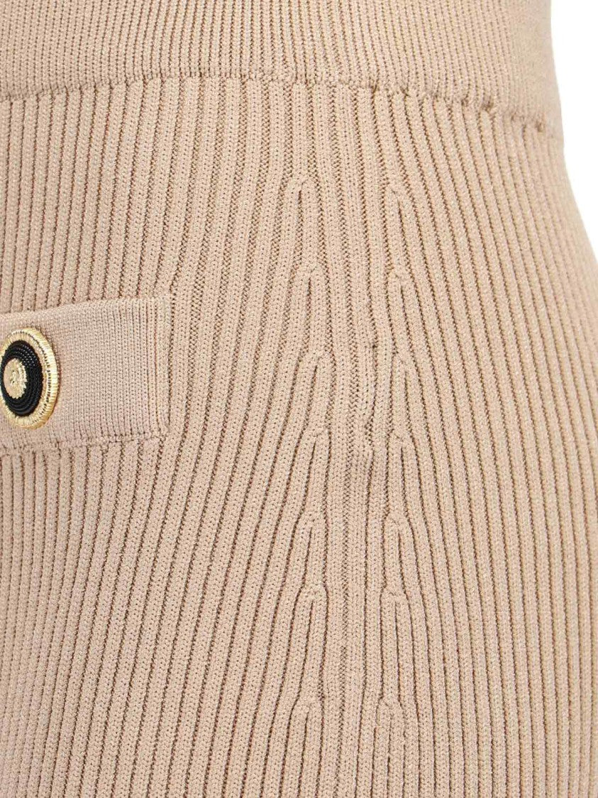 Balmain Knit' Midi Skirt – Beige