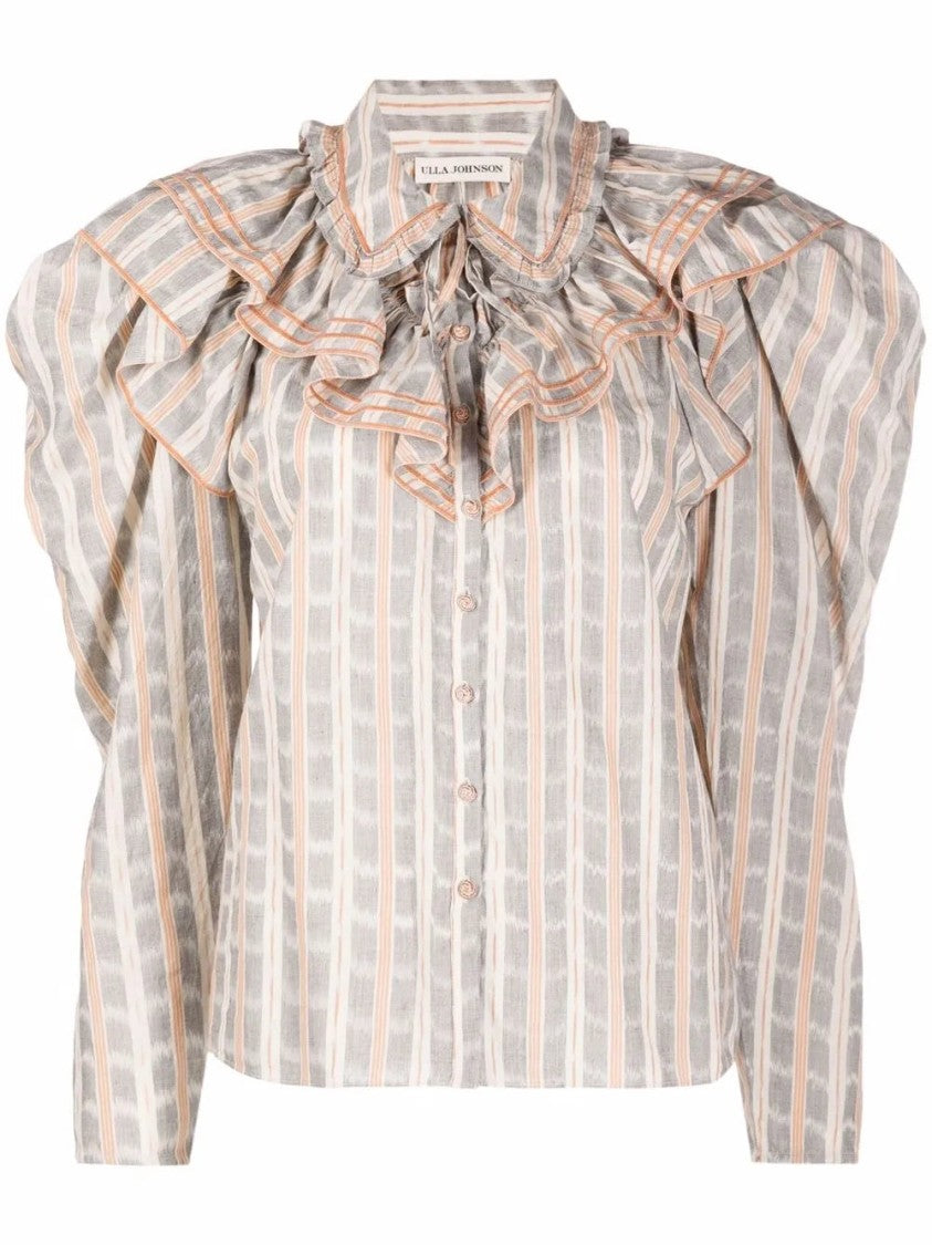 Ulla Johnson Ruffled-Neck Check Pattern Blouse