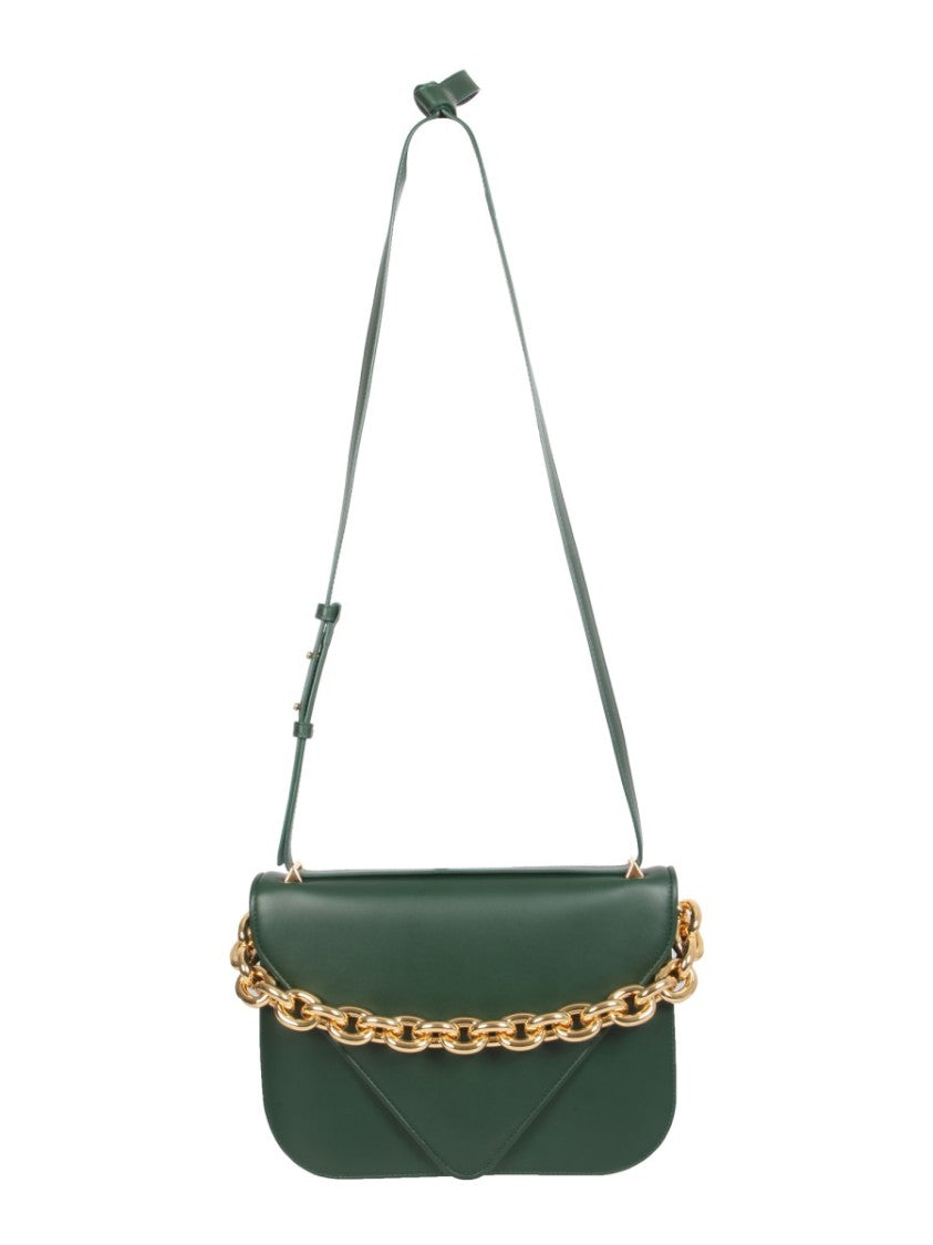 Bottega Veneta Structured Brown Leather Shoulder Bag With Adjustable Strap