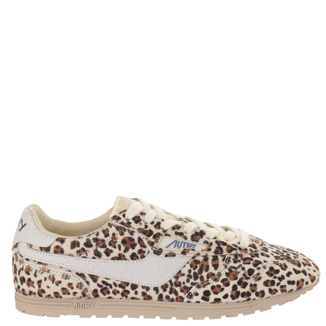 Autry Pony Skin Low-Top Sneakers With Animal Print And Contrast Heel Tab