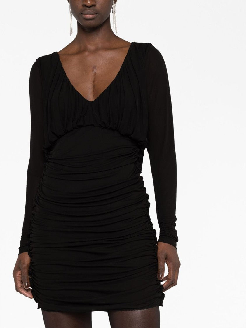 Saint Laurent Mini Black Dress With Deep V-Neckline