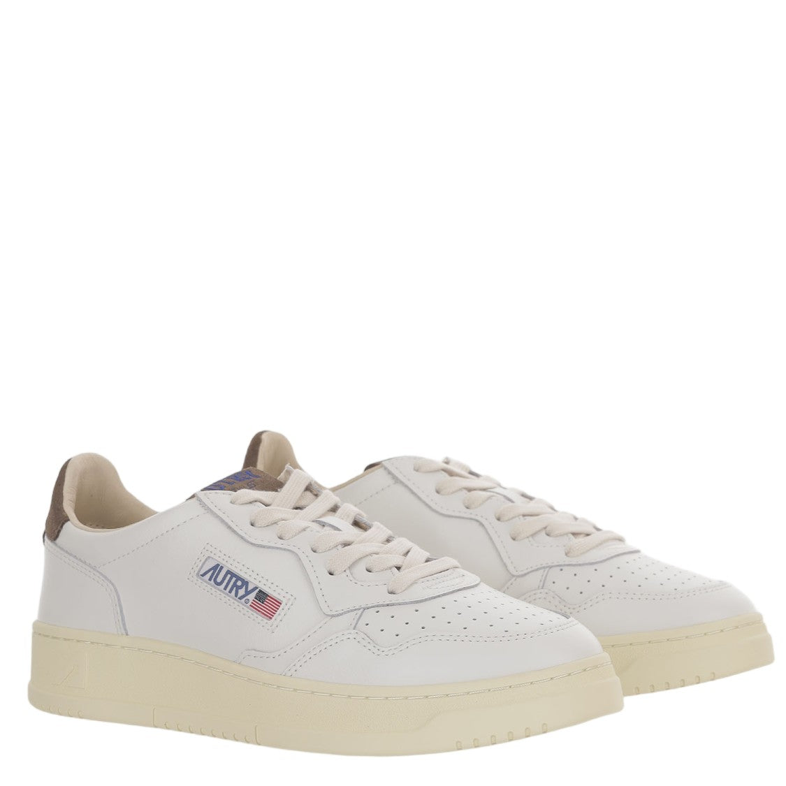 Autry Low-Top Leather Sneakers With Suede Heel Tab And Logo Details