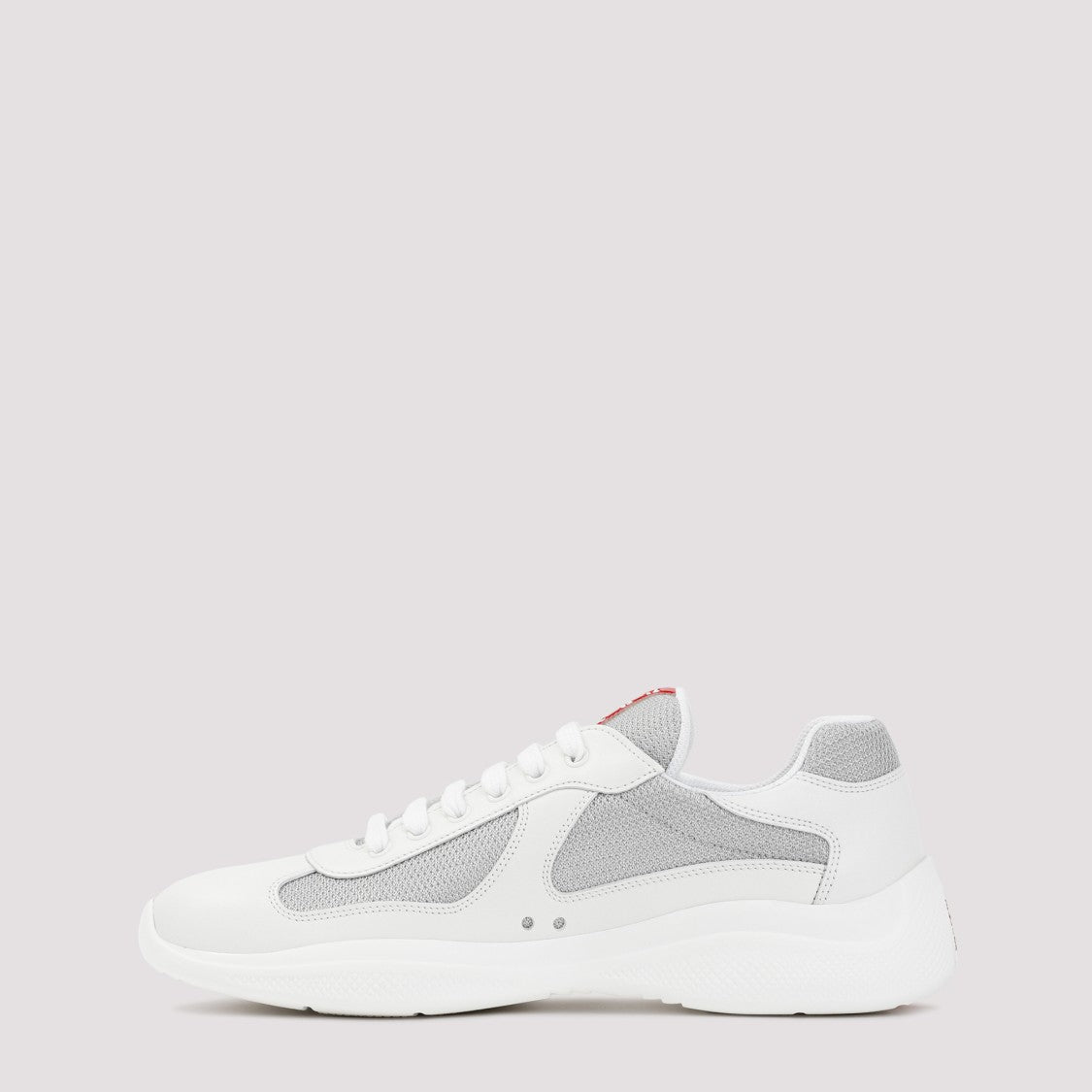 Prada White Leather And Mesh Americas Cup Sneakers