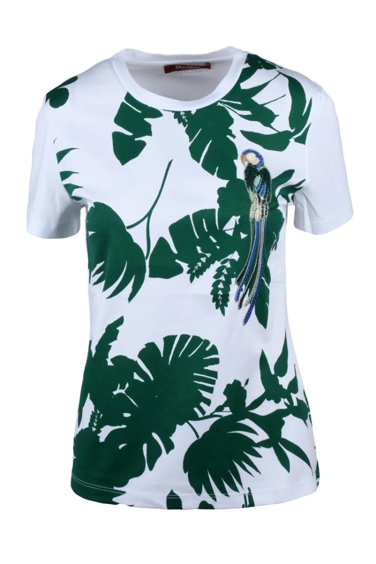 Max Mara Green White Cotton T-Shirt