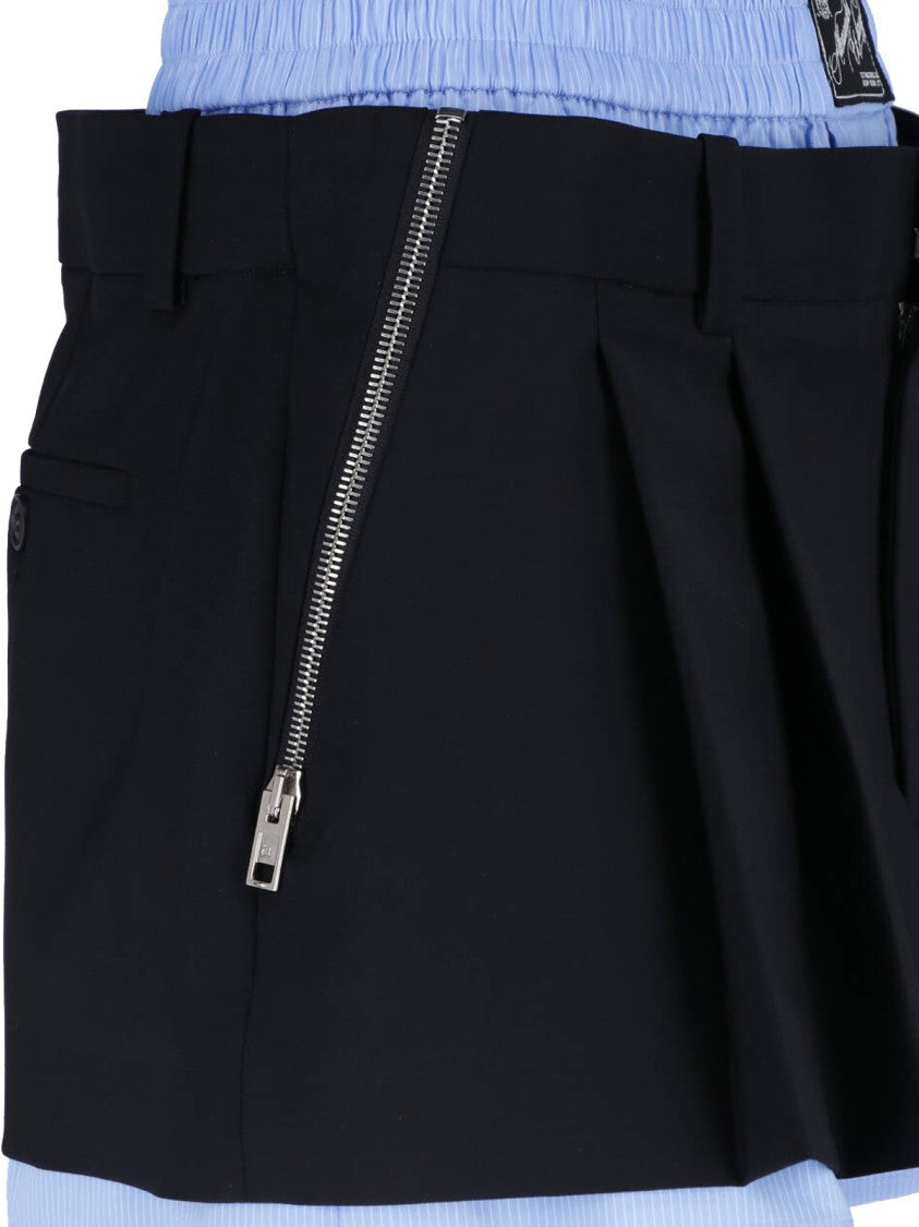 Alexander Wang Light Blue Pleated Front Zipper Shorts