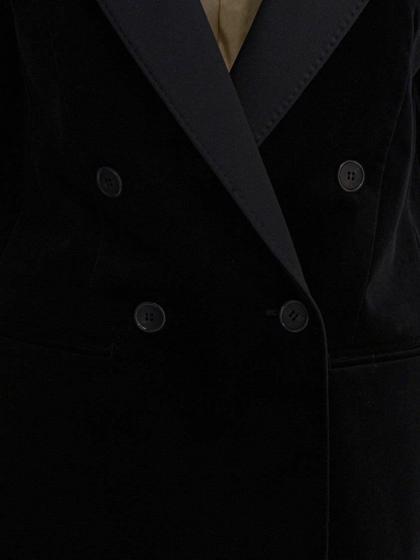 Max Mara Slouchy Double-Breasted Black Velvet Blazer