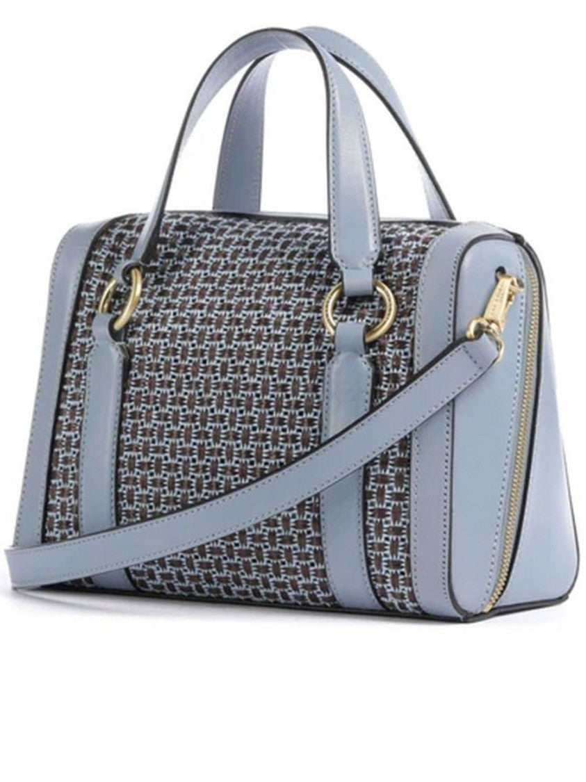 The Bridge Blue Handbag W/Shoulder Geometric Canvas Handbag