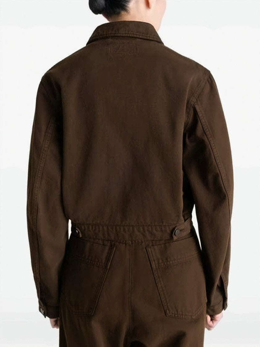 Lemaire Cropped Boxy Jacket In Heavy Broken Twill Cotton