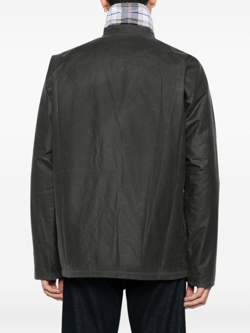 Barbour Timeless Gray Jacket With Contrasting Plaid Collar