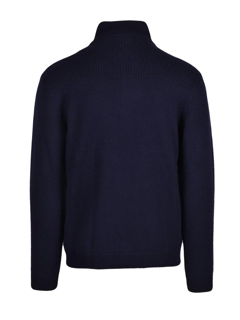 Daniele Fiesoli High Neck Button Sweater With Ribbed Detailing