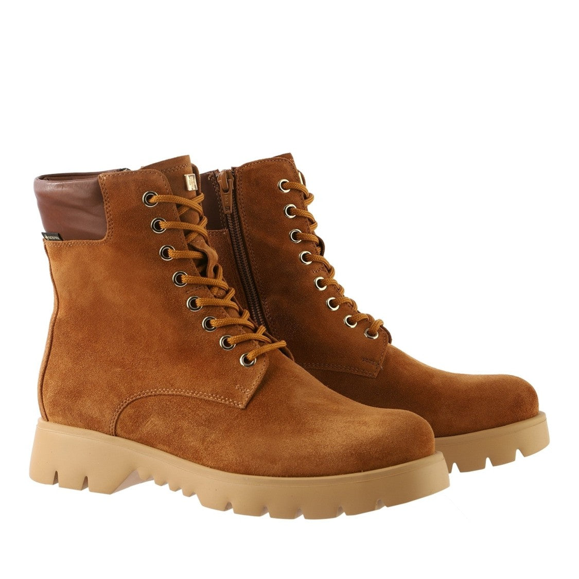 Högl Brown Harvest Insulated Lace-Up Side Zipper Suede Ankle Boots
