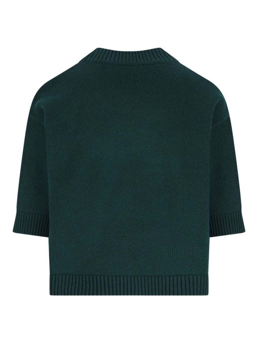 Gucci Cropped Knit Top With Ribbed Neckline