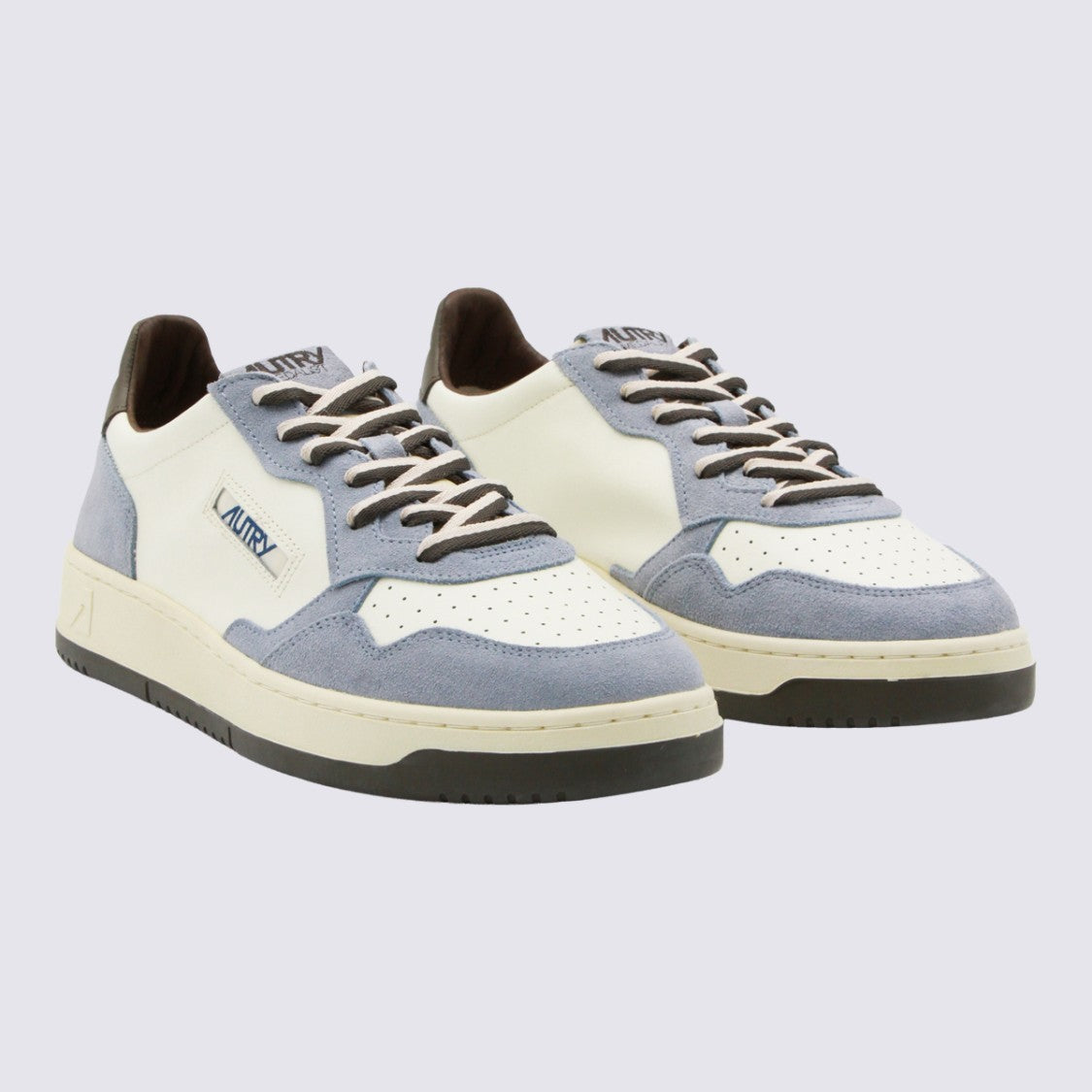 Autry Off-White Sneakers With Light Blue And Olive Accents