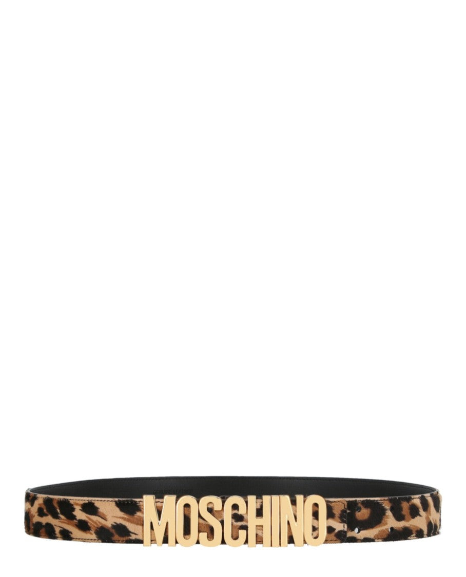 Moschino Leopard-Print Logo Belt