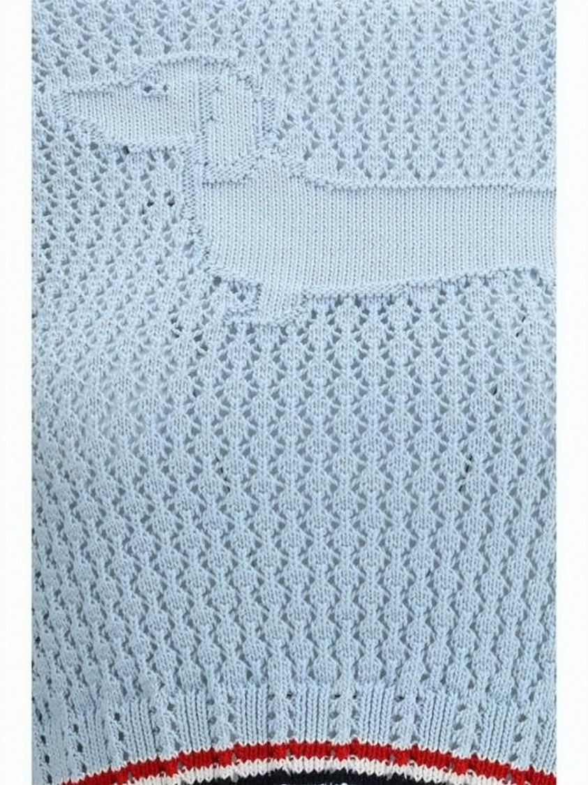 Thom Browne Short-Sleeve Cropped Knit Top With Dachshund Motif