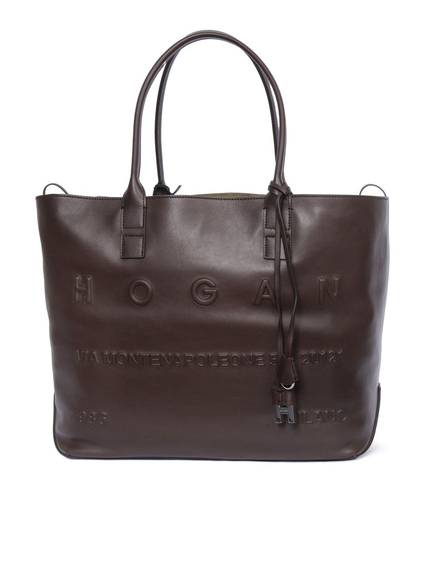 Hogan Address Medium Calfskin Leather Tote Bag