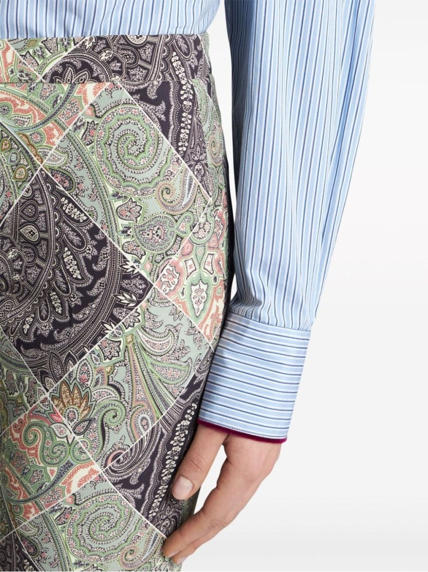 Etro Flared Trousers With Unique Paisley Print And Stretch Fabric