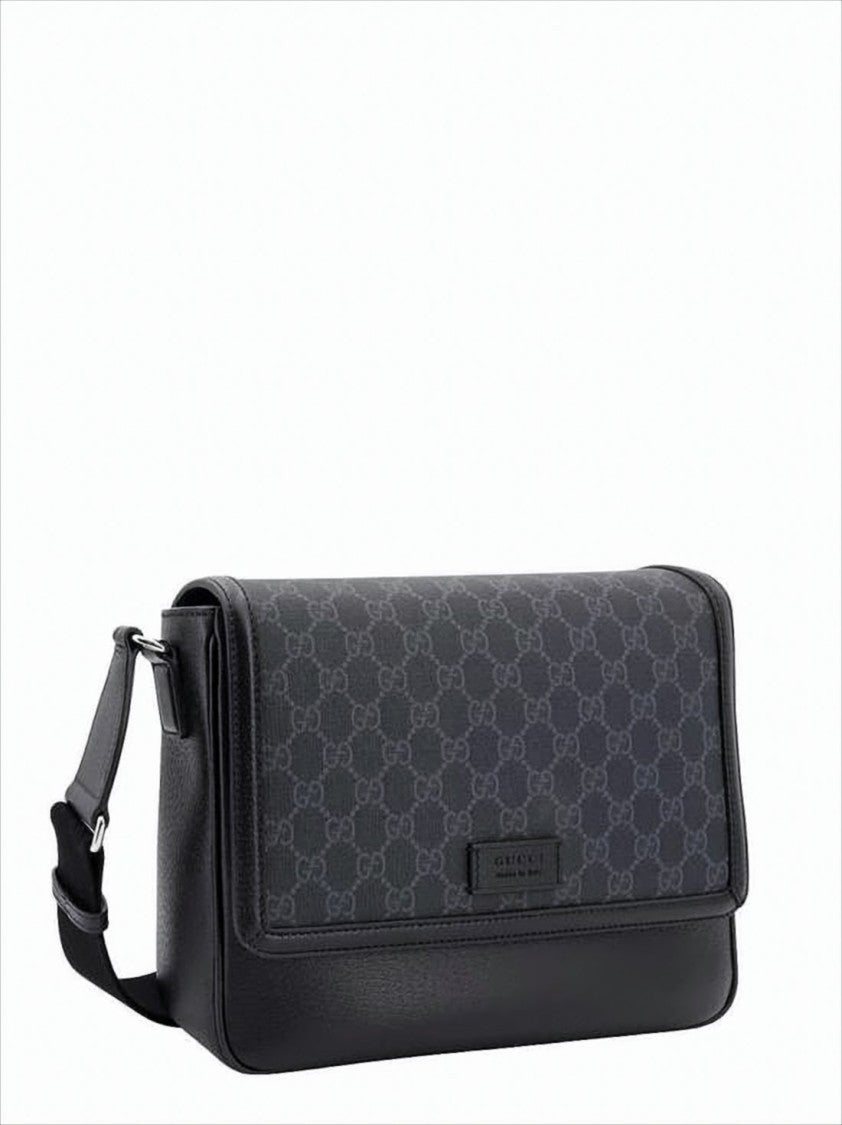 Gucci Structured Monogram Canvas Crossbody With Leather Accents