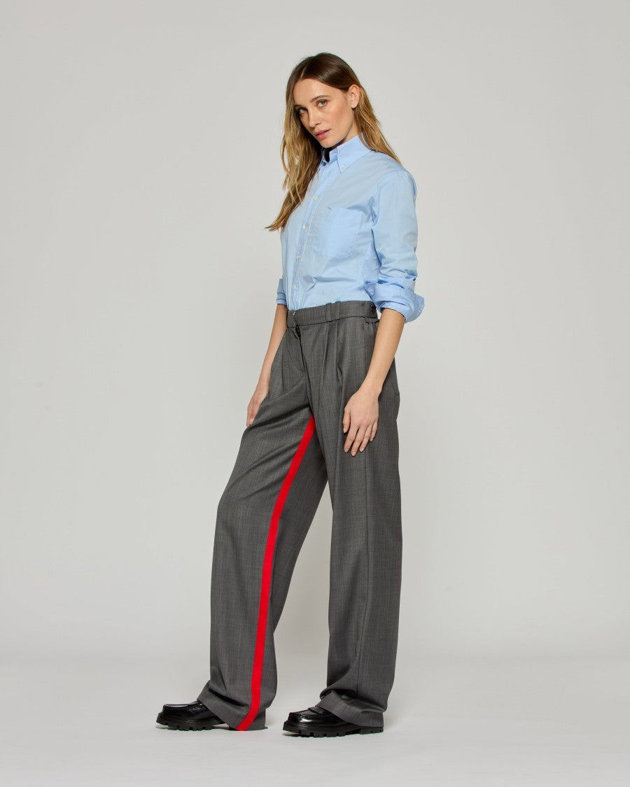 Serena Bute Boyfriend Trouser - Dark Grey / Red