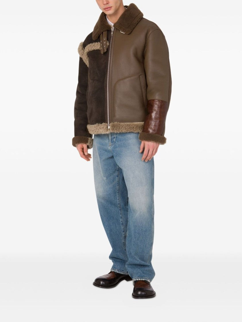 Moschino Patchwork Jacket With Shearling Collar