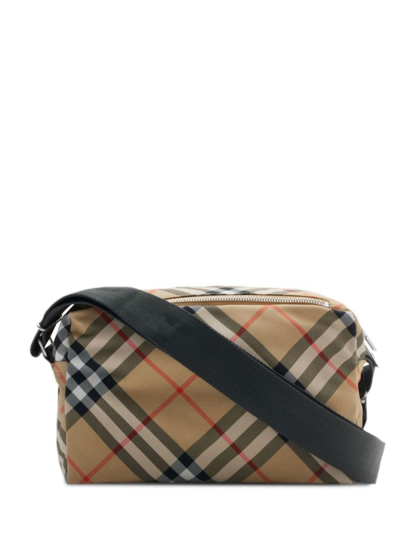 Burberry Beige Messenger Bag With Vintage Check Pattern