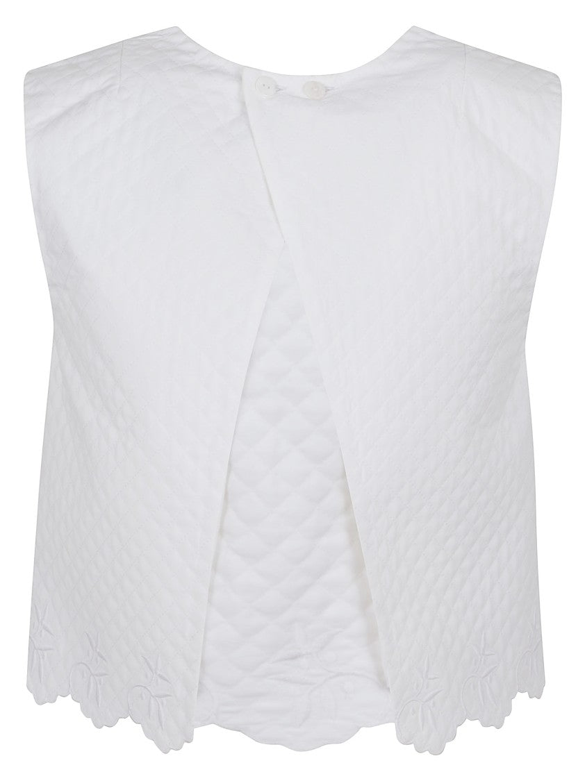 Patou Quilted Sleeveless Top With Scalloped Hem