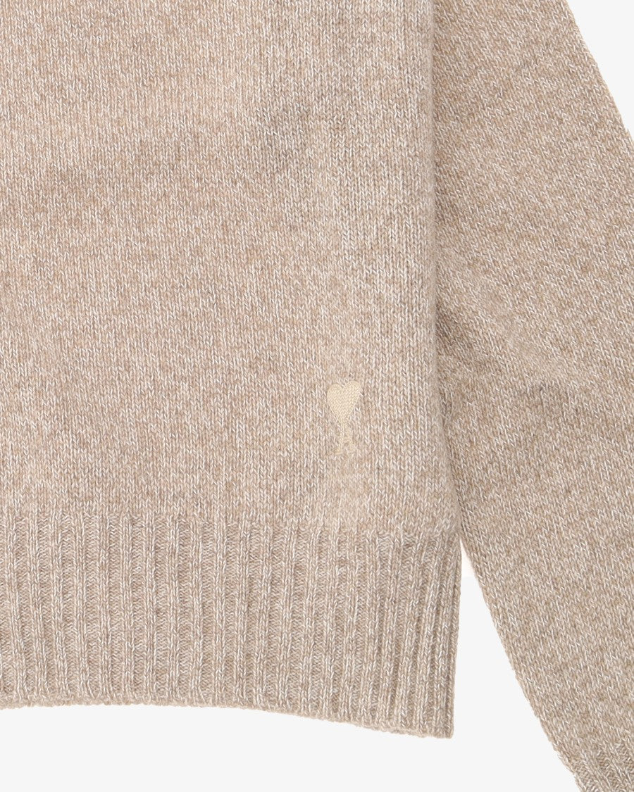 Ami Champagne Sweater With Classic Crew Neckline