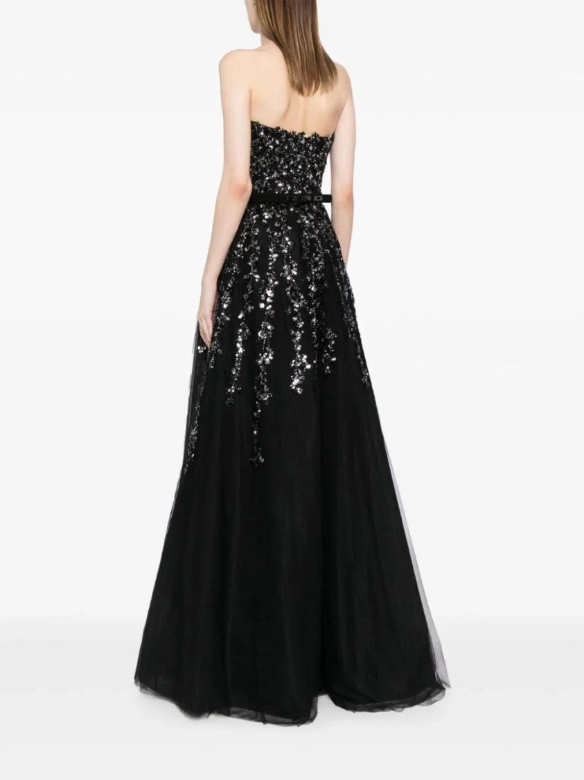 Saiid Kobeisy Tulle Stapless Dress With A Dotted Beading