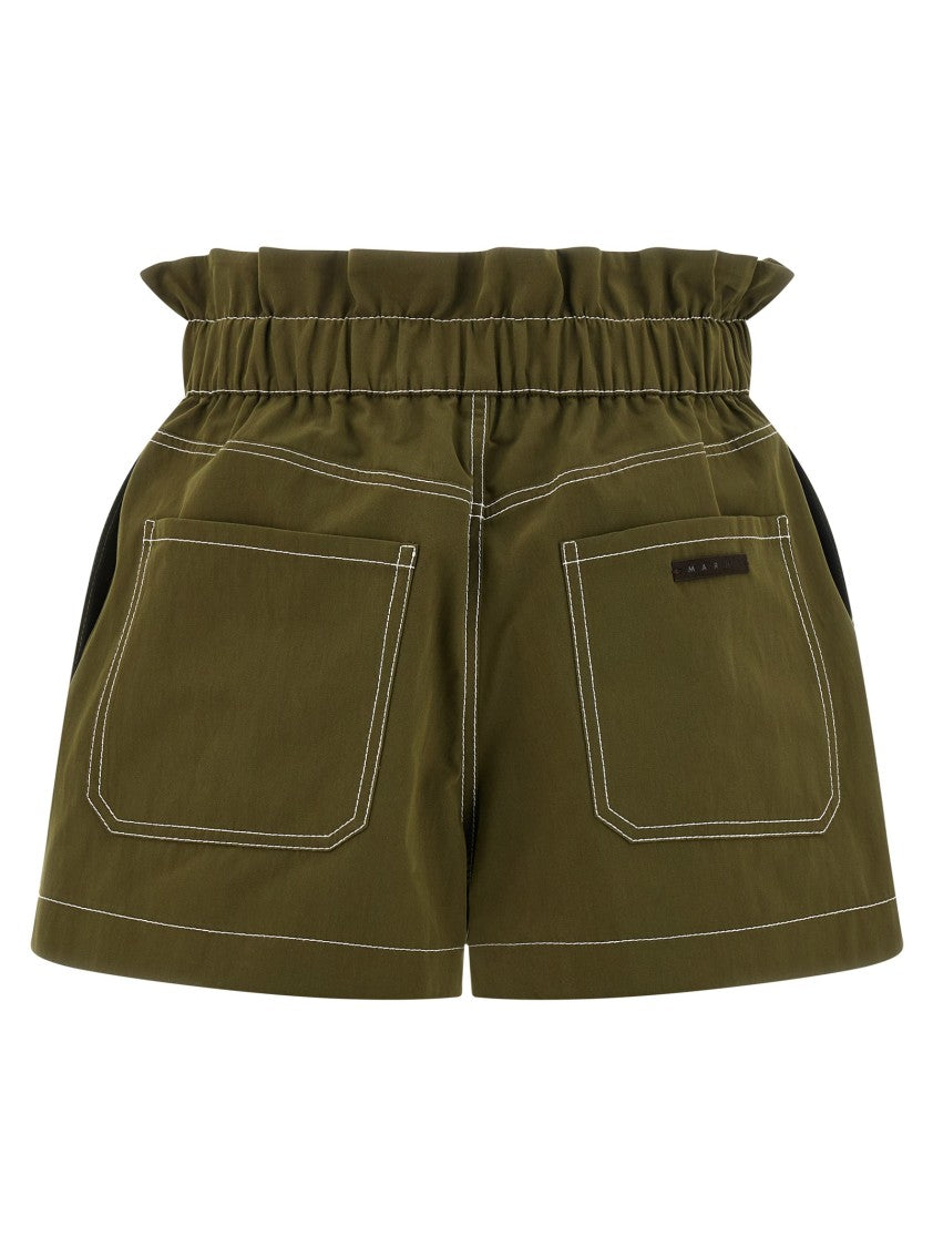 Marni Water-Repellent Cotton Gabardine Shorts With Contrast Stitching
