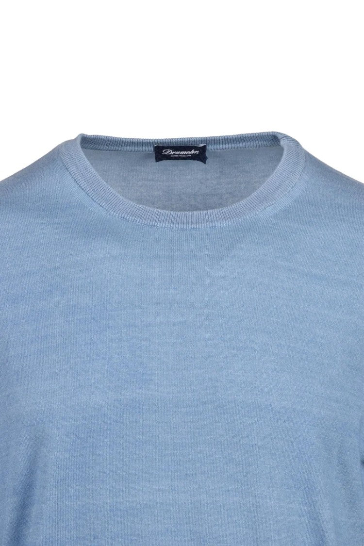 Drumohr Cotton Crew Neck Sweater - Light Blue