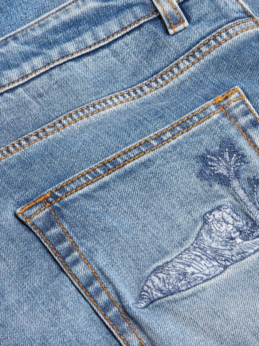 Etro Straight Denim Jeans With Intricate Embroidery